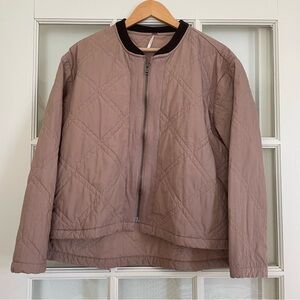 Free People 100% cotton brown quilted relaxed jacket women's medium M